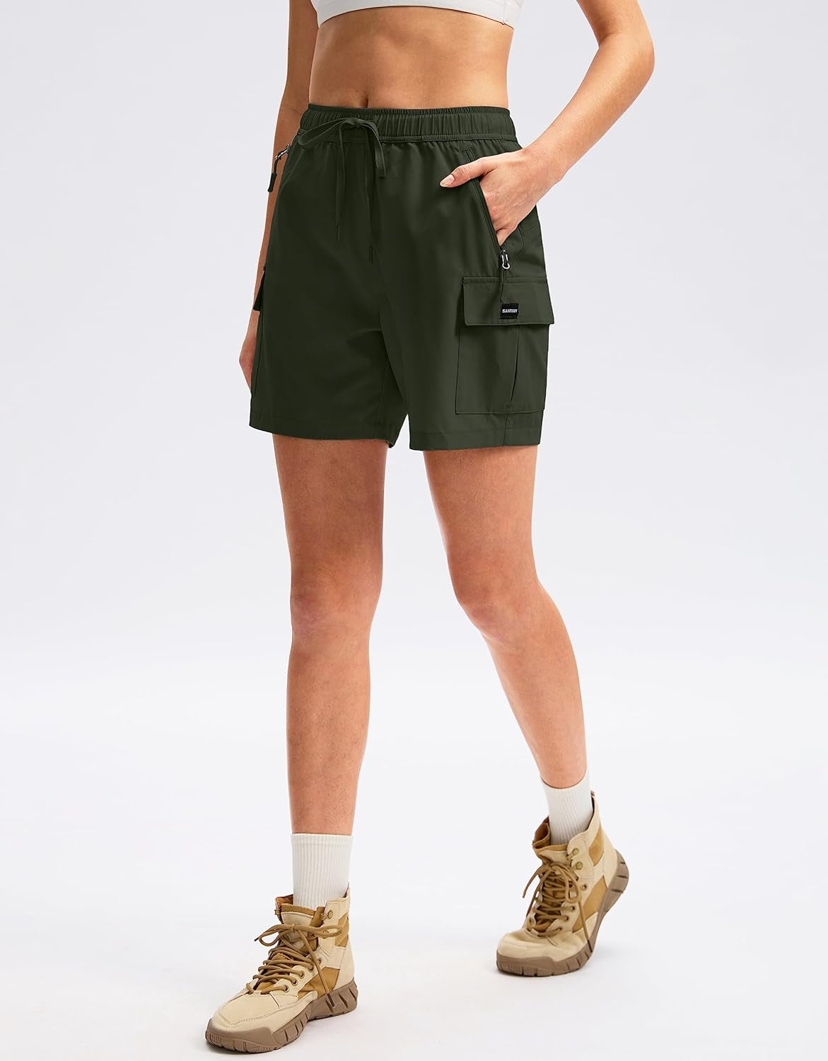 Women'S 5''/ 7''/9'' Hiking Cargo Shorts Quick Dry Lightweight Summer Shorts for Women Athletic Golf Zipper Pockets