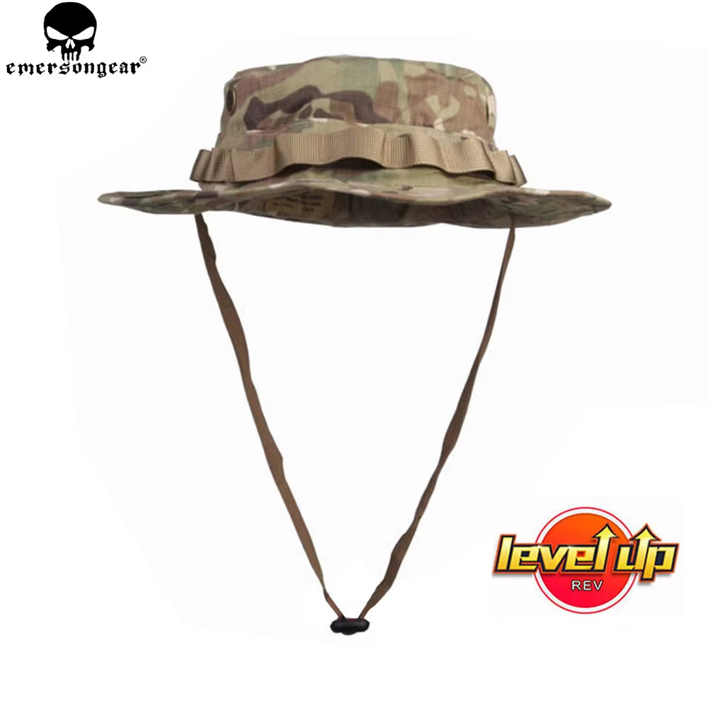 Tactical Boonie Hat Airsoft Camouflage Hunting Sunshine Hat Anti-Scrape Grid Fabric Camouflage Hat EM8553