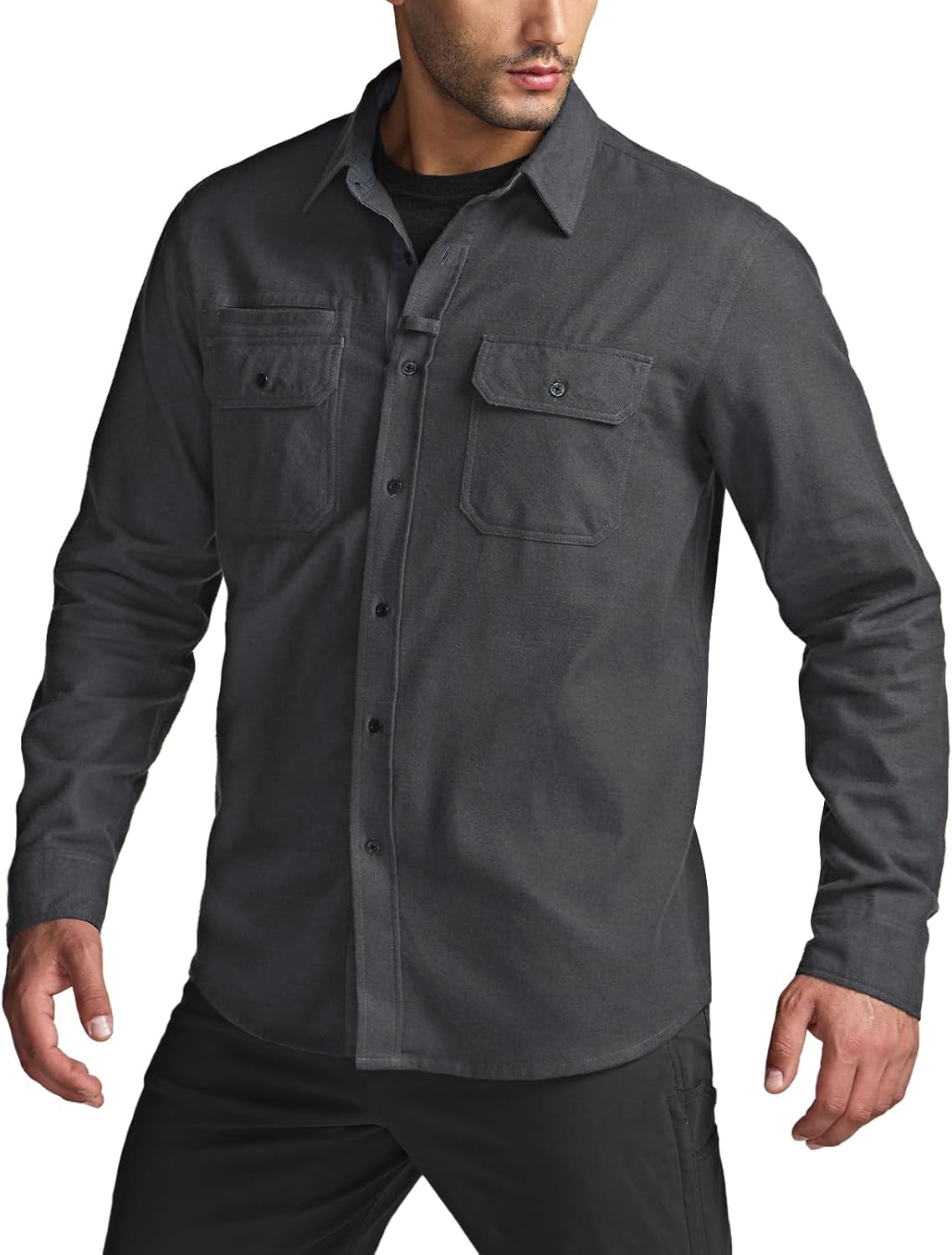 Men'S All Cotton Flannel Shirt, Long Sleeve Casual Button down Plaid Shirt, Brushed Soft Outdoor Tactical Work Shirts