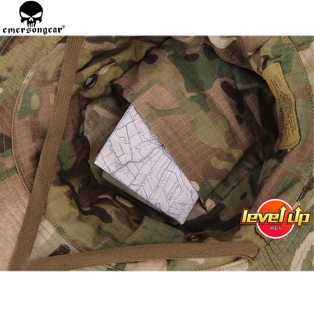 Tactical Boonie Hat Airsoft Camouflage Hunting Sunshine Hat Anti-Scrape Grid Fabric Camouflage Hat EM8553