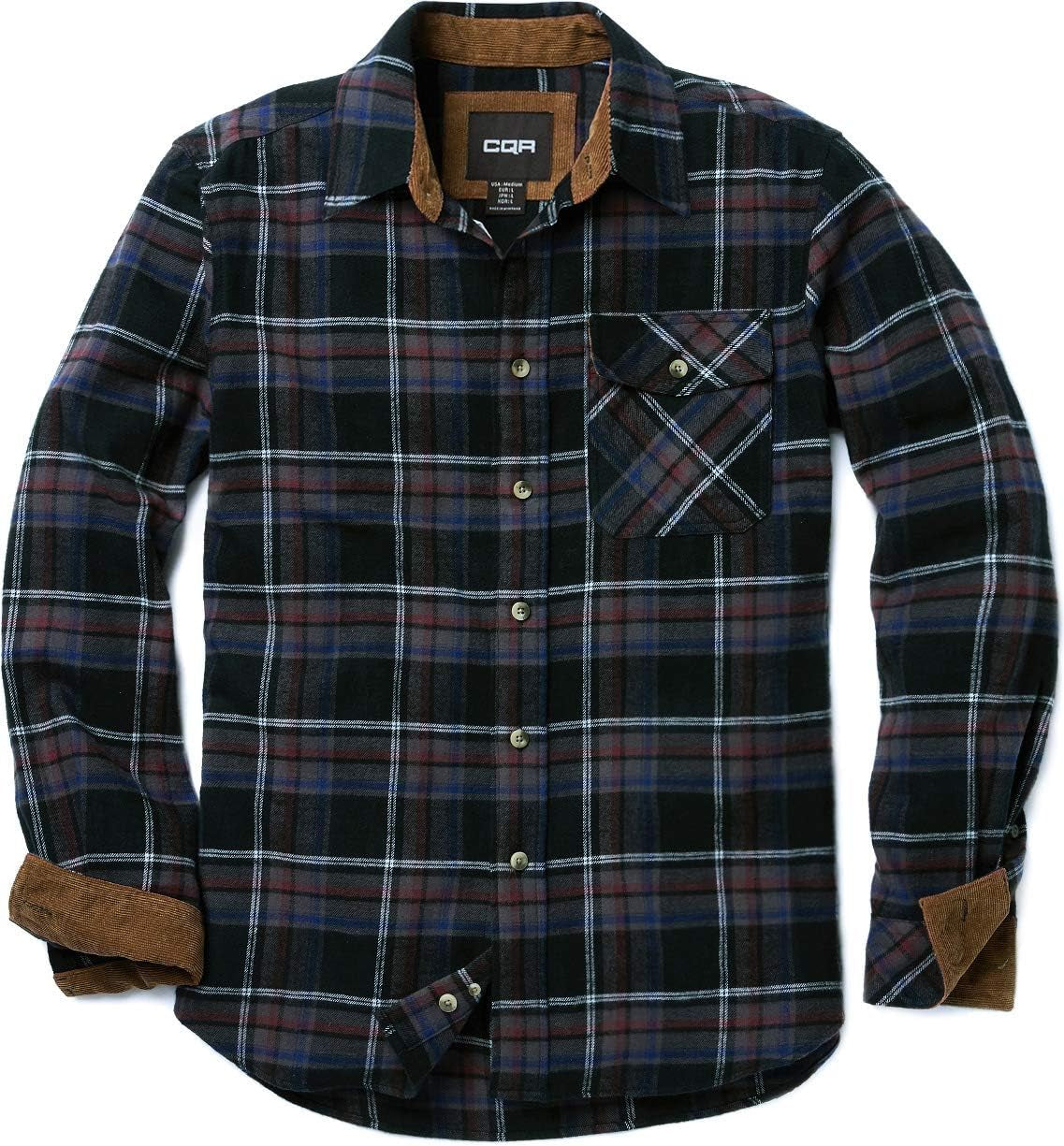 Men'S All Cotton Flannel Shirt, Long Sleeve Casual Button down Plaid Shirt, Brushed Soft Outdoor Tactical Work Shirts