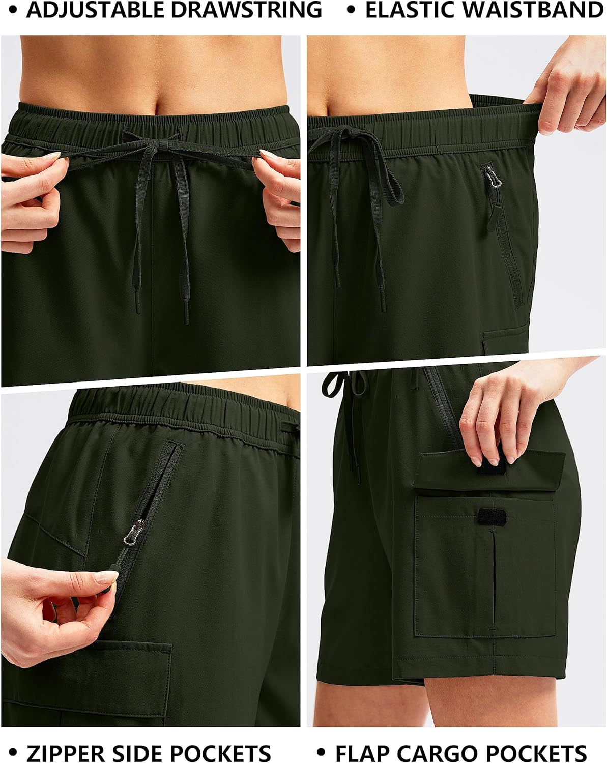 Women'S 5''/ 7''/9'' Hiking Cargo Shorts Quick Dry Lightweight Summer Shorts for Women Athletic Golf Zipper Pockets