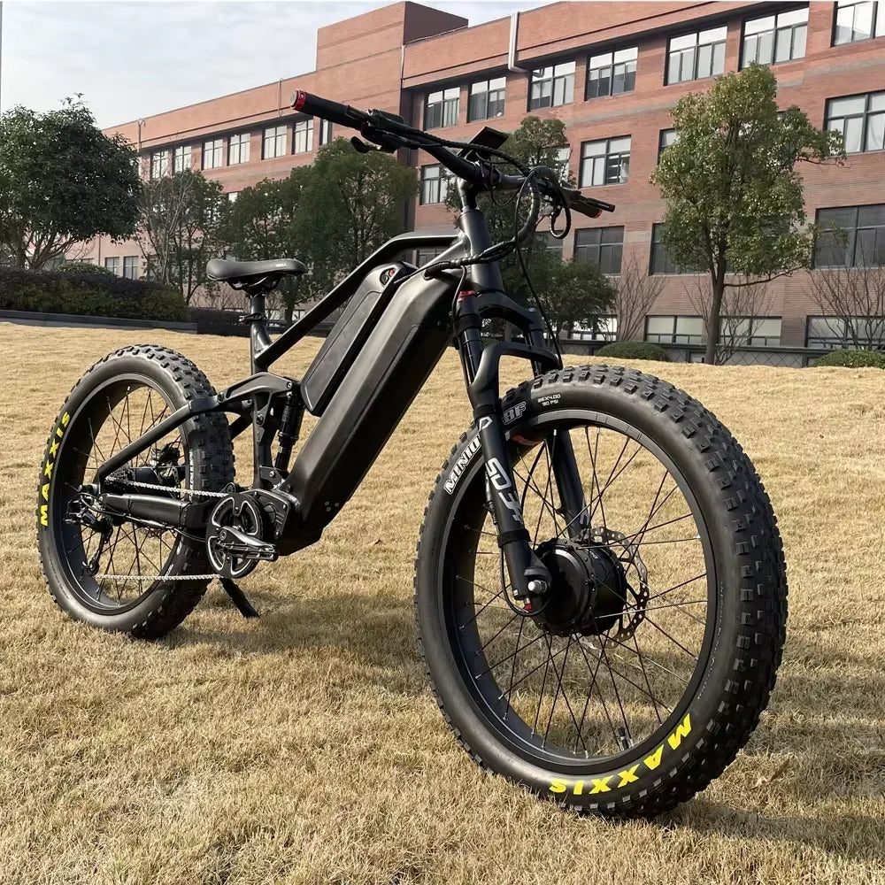 2024 New 3000W48V20AH Hub Drive Fat Tire Snow Bike 24X4.0 Full Suspension Outdoor Off-Road Hunting Electric Mountain Bike