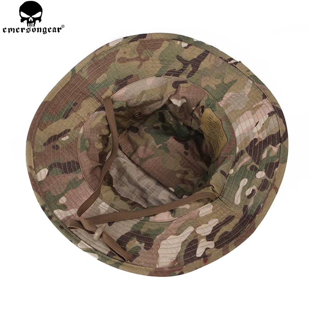 Tactical Boonie Hat Airsoft Camouflage Hunting Sunshine Hat Anti-Scrape Grid Fabric Camouflage Hat EM8553