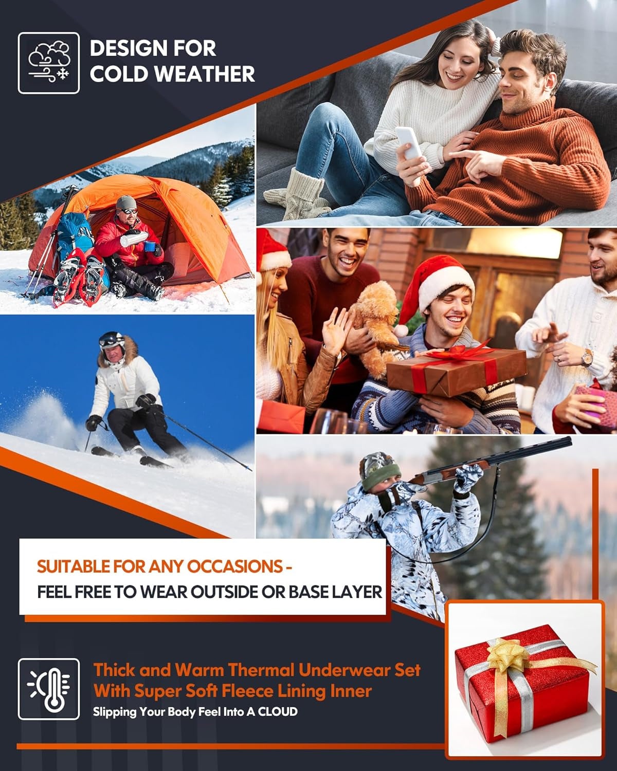 Thermal Underwear Long Johns Set Mens Winter Gift Hunting Gear Sport Base Layer Bottom Top