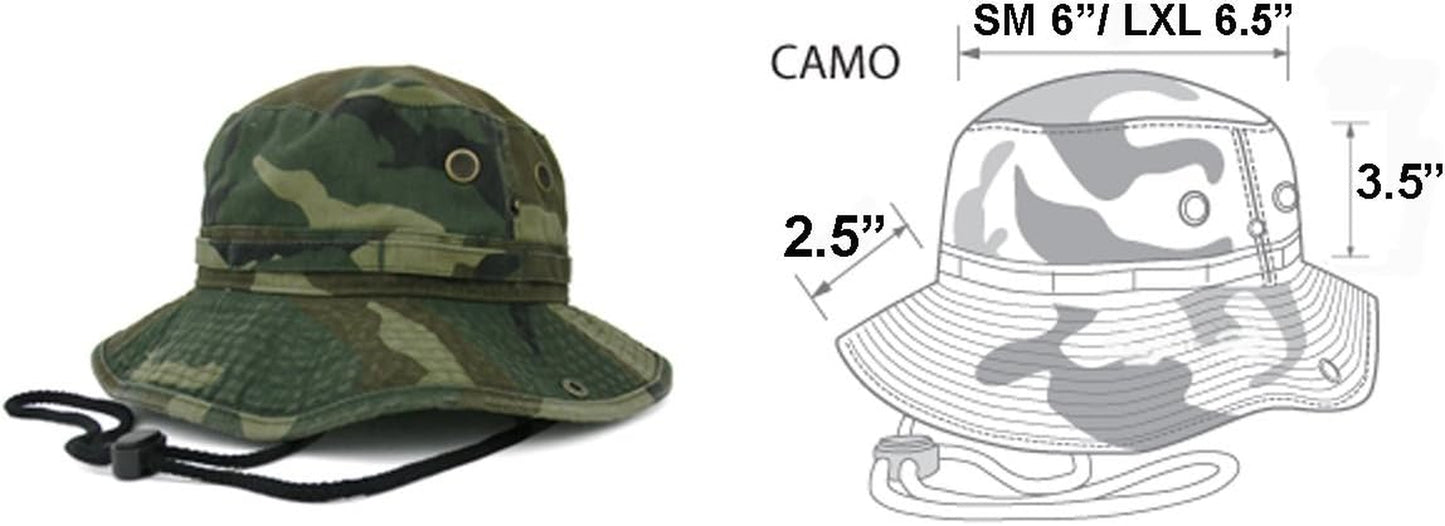 Summer Outdoor Boonie Hunting Fishing Safari Bucket Sun Hat with Adjustable Strap