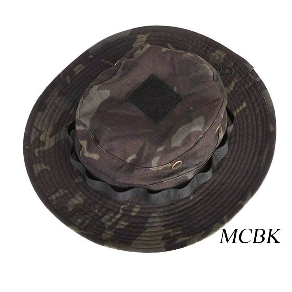 Tactical Boonie Hat Airsoft Camouflage Hunting Sunshine Hat Anti-Scrape Grid Fabric Camouflage Hat EM8553
