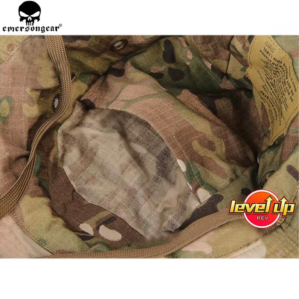 Tactical Boonie Hat Airsoft Camouflage Hunting Sunshine Hat Anti-Scrape Grid Fabric Camouflage Hat EM8553