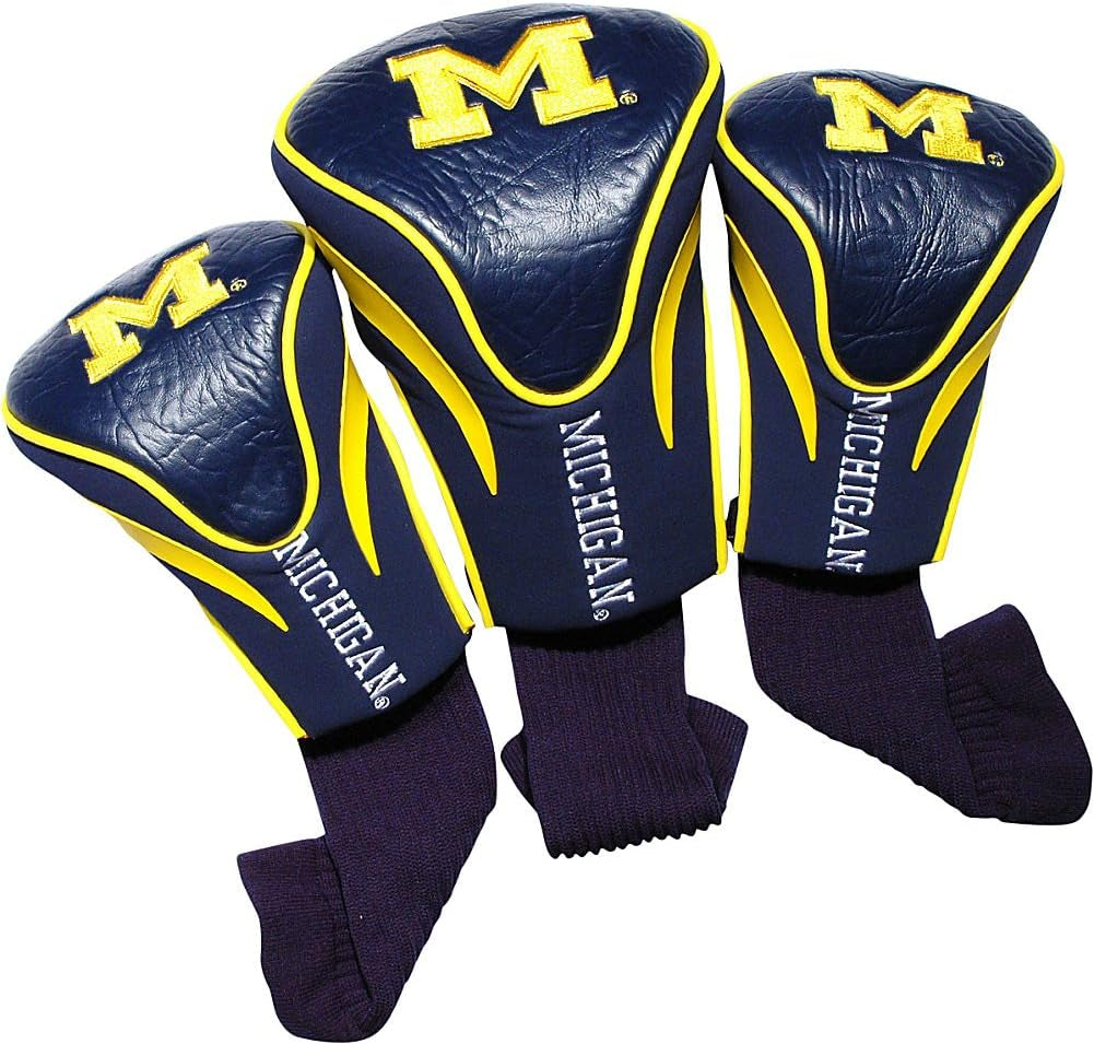 NCAA Numbered 1, 3, & X, Fits Oversized Drivers, Utility, Rescue & Fairway Clubs, Velour Lined for Extra Club Protection