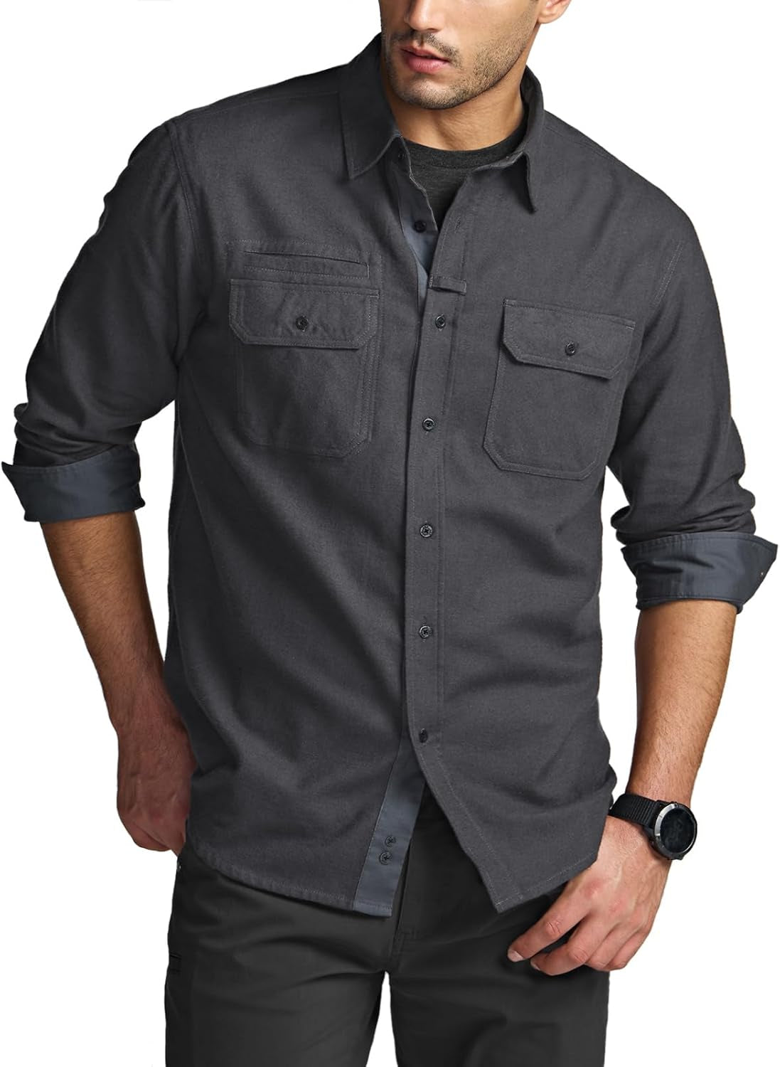 Men'S All Cotton Flannel Shirt, Long Sleeve Casual Button down Plaid Shirt, Brushed Soft Outdoor Tactical Work Shirts
