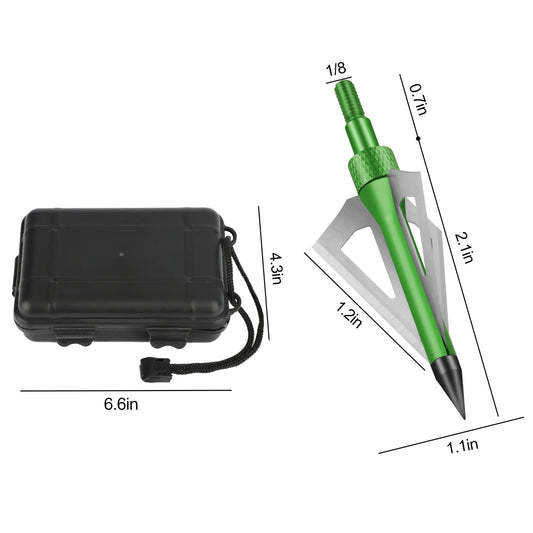 12 Pcs Hunting Broadheads, 3 Blades Archery Broadheads 100 Grain Hunting Screw-In Arrow Tips Compatible with Crossbow and Compound Bow