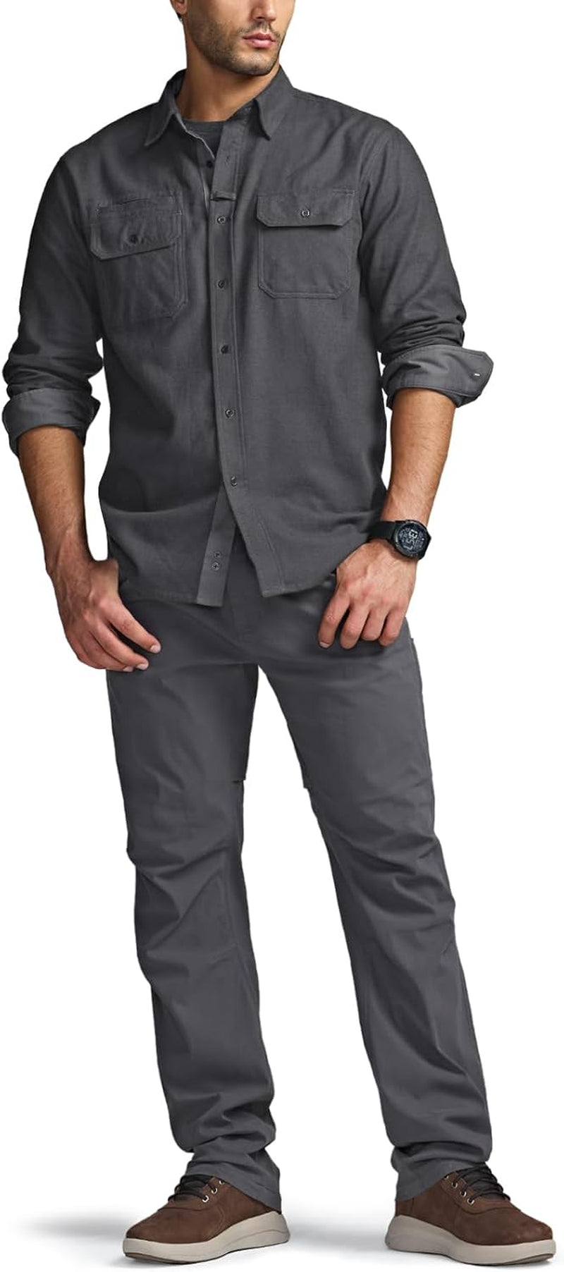 Men'S All Cotton Flannel Shirt, Long Sleeve Casual Button down Plaid Shirt, Brushed Soft Outdoor Tactical Work Shirts