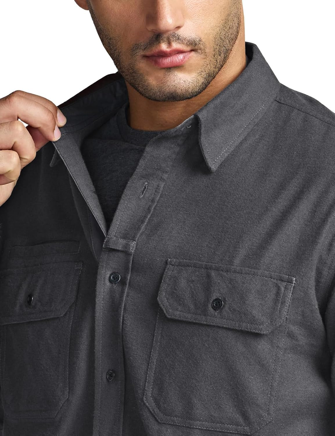 Men'S All Cotton Flannel Shirt, Long Sleeve Casual Button down Plaid Shirt, Brushed Soft Outdoor Tactical Work Shirts