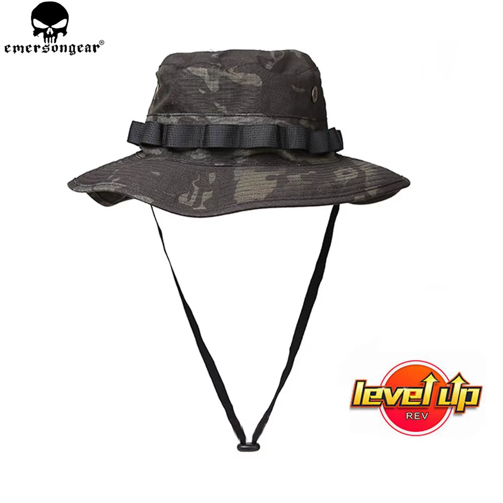 Tactical Boonie Hat Airsoft Camouflage Hunting Sunshine Hat Anti-Scrape Grid Fabric Camouflage Hat EM8553