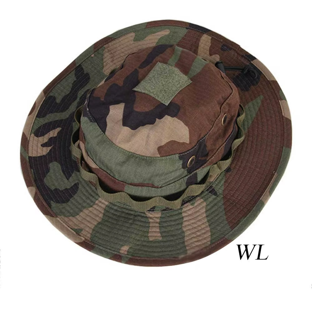 Tactical Boonie Hat Airsoft Camouflage Hunting Sunshine Hat Anti-Scrape Grid Fabric Camouflage Hat EM8553