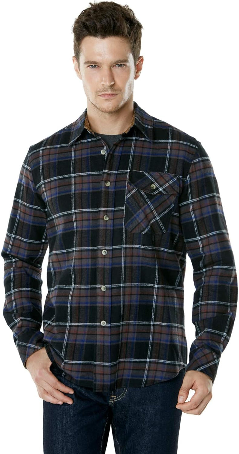 Men'S All Cotton Flannel Shirt, Long Sleeve Casual Button down Plaid Shirt, Brushed Soft Outdoor Tactical Work Shirts