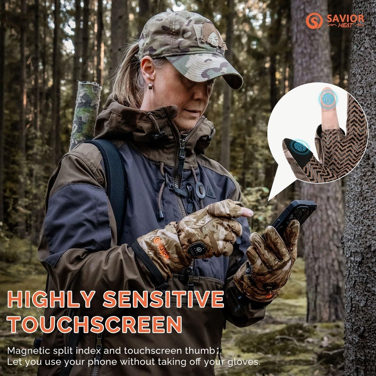 SAVIOR HEAT Heated Gloves for Hunting, Camouflage Hunting Gloves for Men Wome...