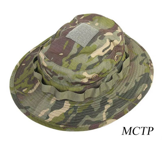 Tactical Boonie Hat Airsoft Camouflage Hunting Sunshine Hat Anti-Scrape Grid Fabric Camouflage Hat EM8553