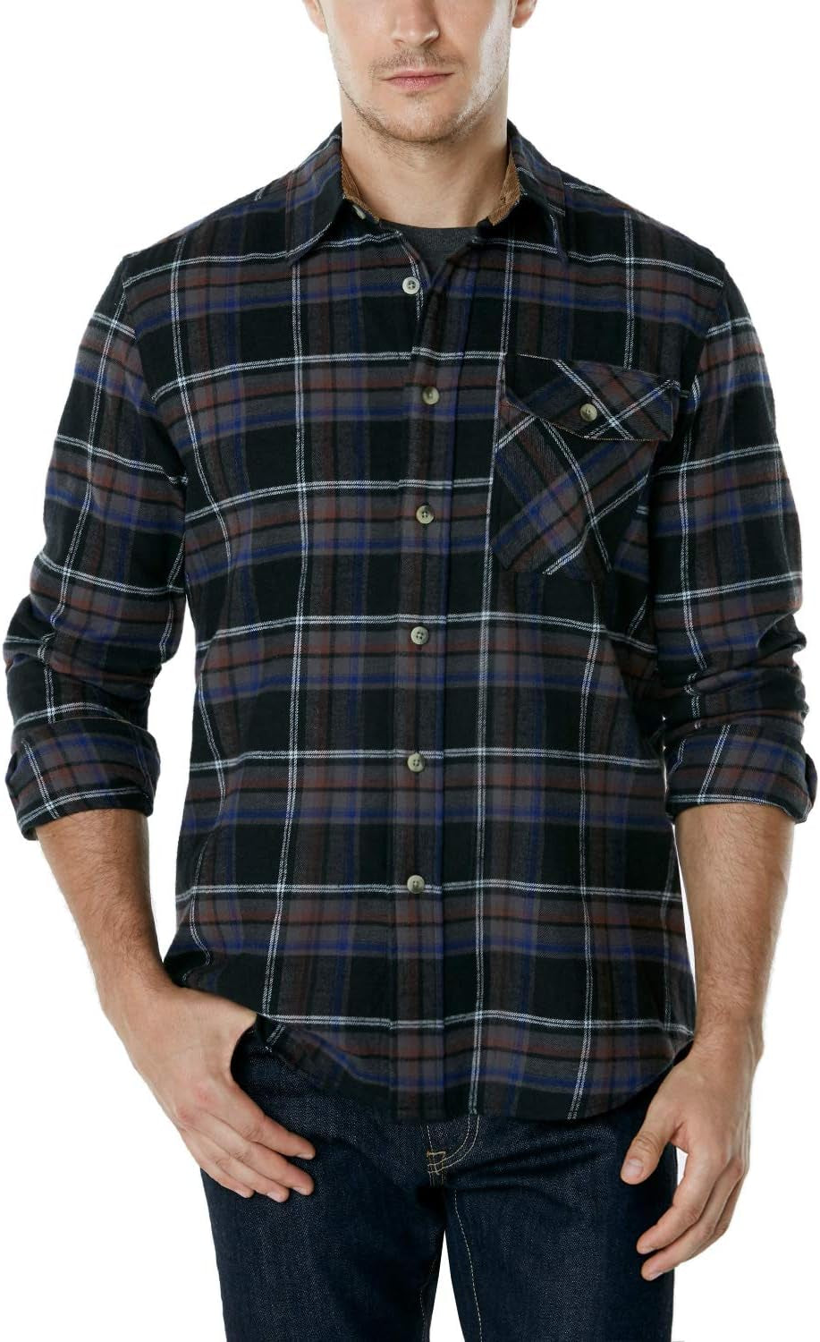 Men'S All Cotton Flannel Shirt, Long Sleeve Casual Button down Plaid Shirt, Brushed Soft Outdoor Tactical Work Shirts