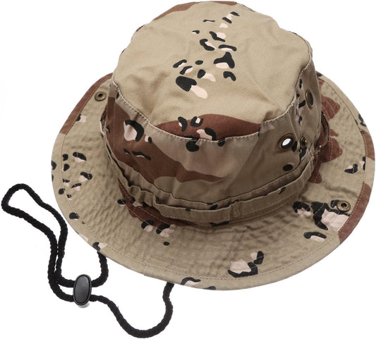 Summer Outdoor Boonie Hunting Fishing Safari Bucket Sun Hat with Adjustable Strap