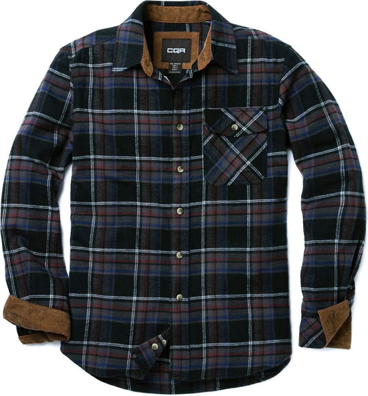 Men'S All Cotton Flannel Shirt, Long Sleeve Casual Button down Plaid Shirt, Brushed Soft Outdoor Tactical Work Shirts