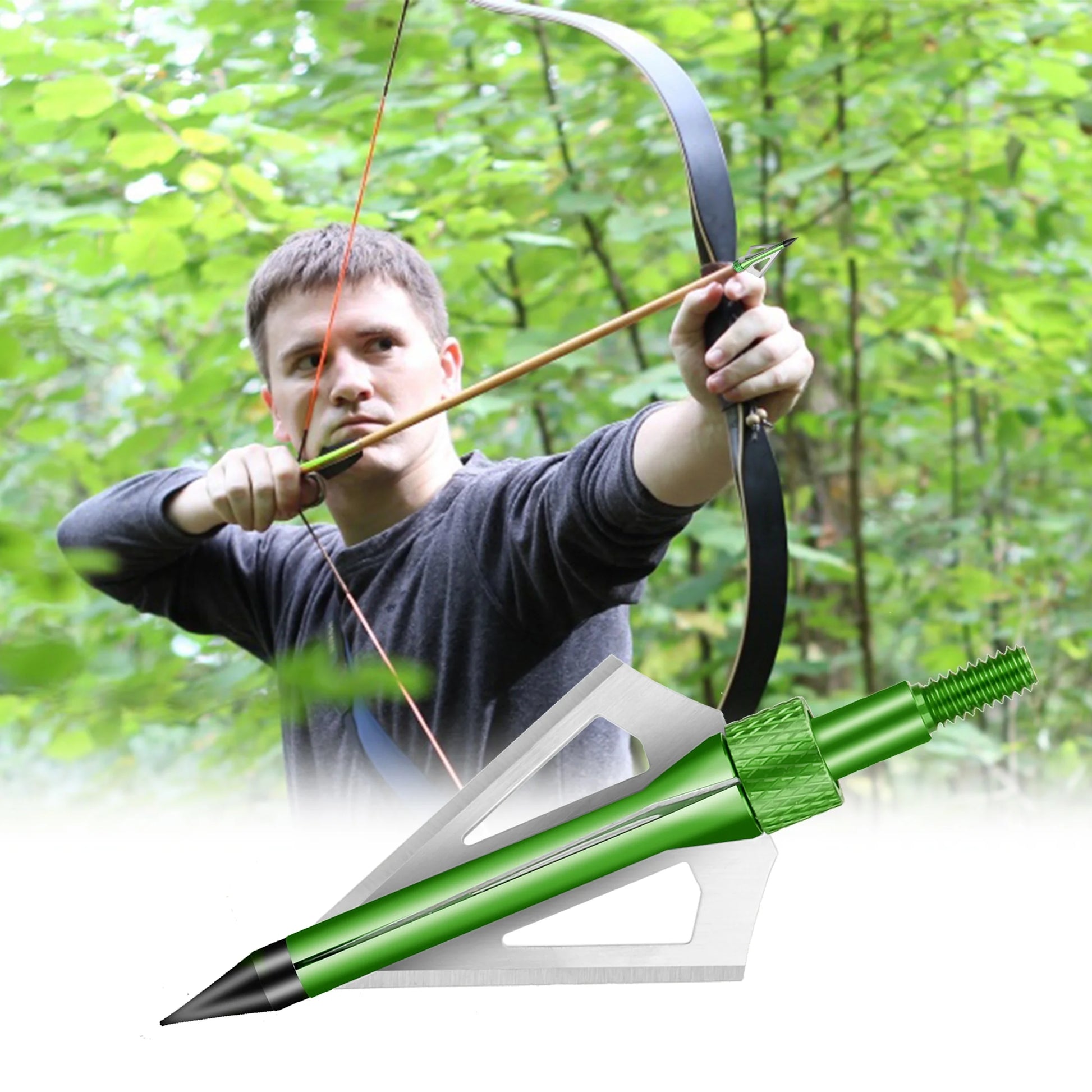 12 Pcs Hunting Broadheads, 3 Blades Archery Broadheads 100 Grain Hunting Screw-In Arrow Tips Compatible with Crossbow and Compound Bow
