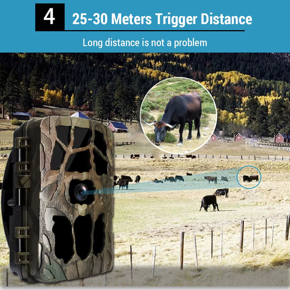 Hunting Camera 0.2S Trigger Wildlife Camera Scouting Security Hunting Trail Cameras IP66 4K Photo Trap Outdoor