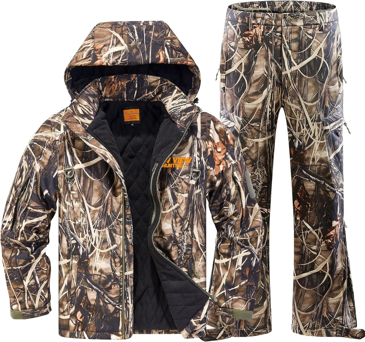Insulated Hunting Clothes for Men Cold Weather, Warm Camo Hunting Jacket and Pants, Hunting Suit for Deer Duck Hunts