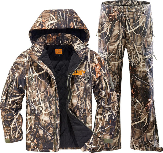 Insulated Hunting Clothes for Men Cold Weather, Warm Camo Hunting Jacket and Pants, Hunting Suit for Deer Duck Hunts
