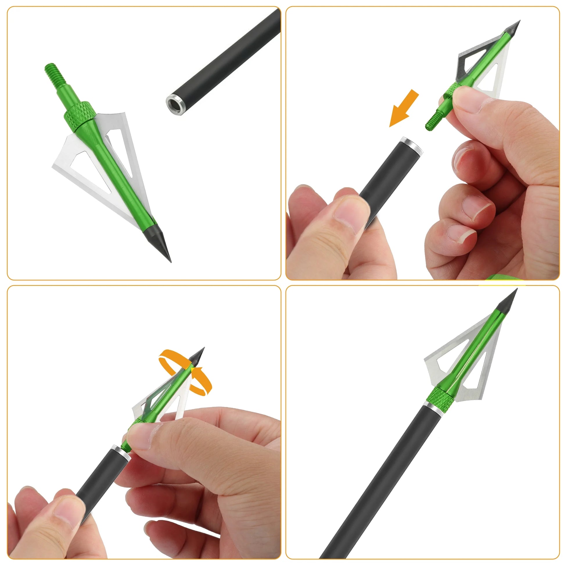 12 Pcs Hunting Broadheads, 3 Blades Archery Broadheads 100 Grain Hunting Screw-In Arrow Tips Compatible with Crossbow and Compound Bow