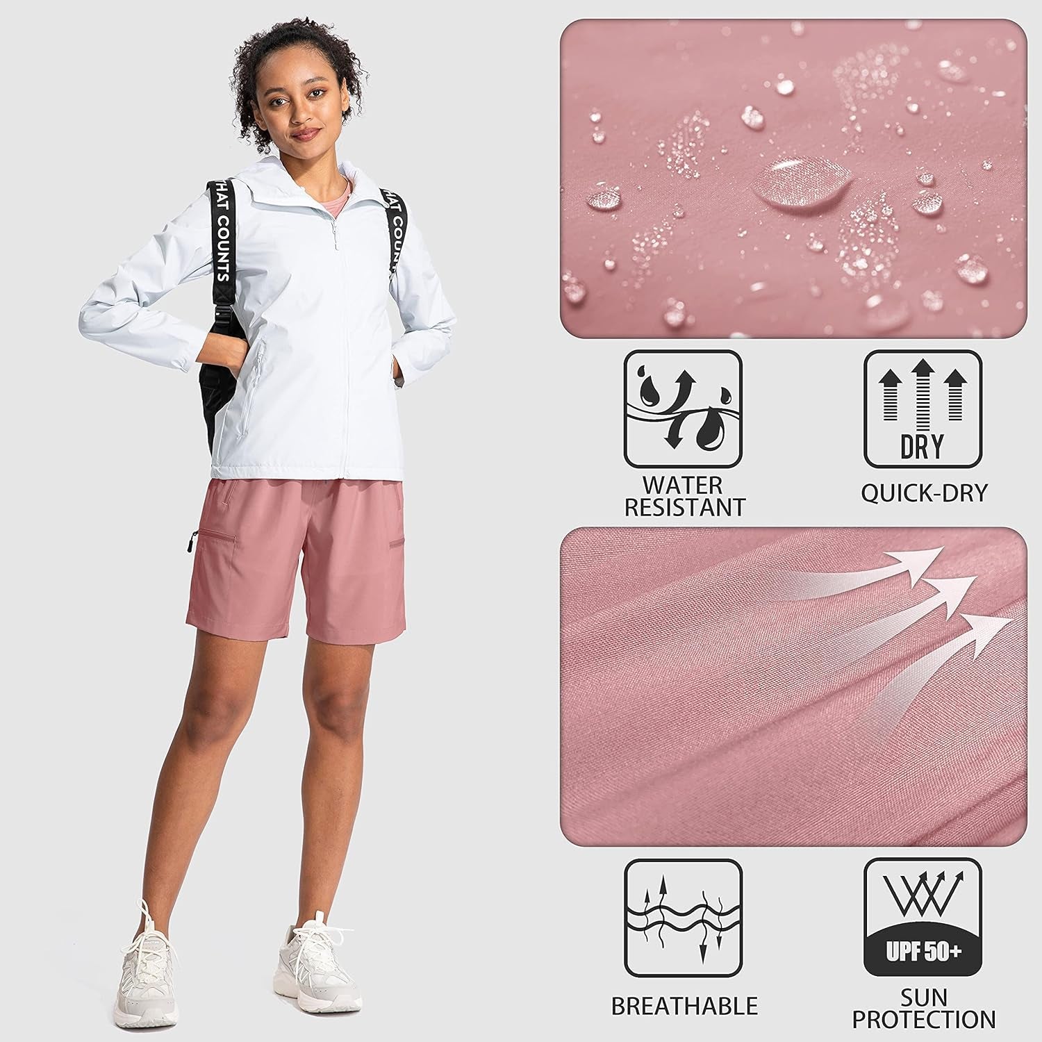 Women'S 5''/ 7''/9'' Hiking Cargo Shorts Quick Dry Lightweight Summer Shorts for Women Athletic Golf Zipper Pockets